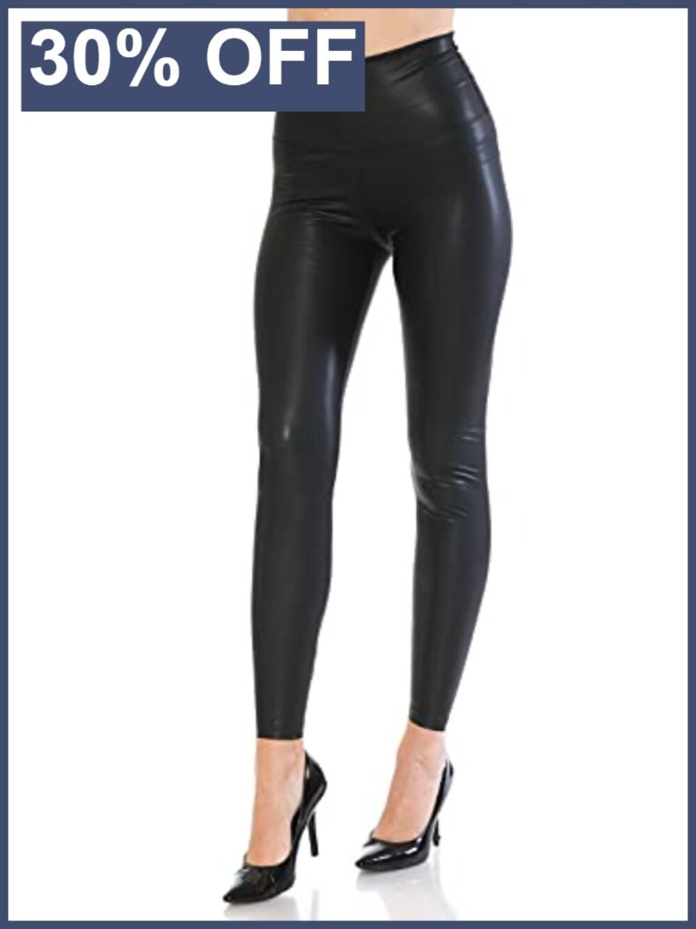 High Waist Faux Leather Leggings Body Hugging Skinny Fit Ankle Length
